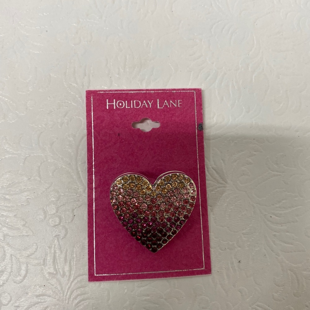 Holiday Lane Ombre Stone Heart Pin - Picture 2 of 3